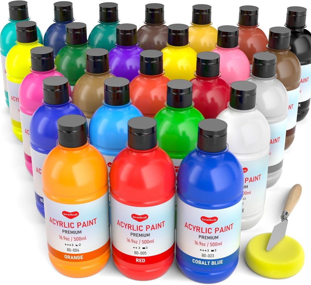 25 Colors Large Acrylic Paint Set (16.9 16.9 Fl Oz (Pack of 25), 25