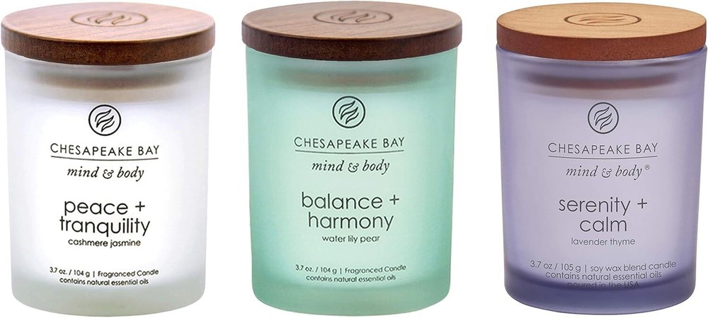 Chesapeake Bay Candle Peace + Tranquility, Small Jar (3-Pack), Assorted