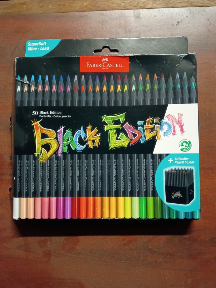 Black Edition Colored Pencils 50 Count Black Wood and Super Soft Core Lead