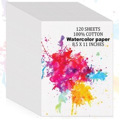 120 Sheets 100% Cotton Watercolor Paper Bulk, 8.5″ x 11″ 120 Sheets, White