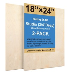 Unfinished Birch Wood Canvas Panels Kit, 2 Pack of 18×24’’ Studio 3/4’’ Deep …