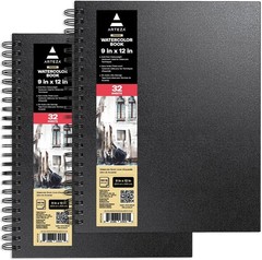 Watercolor Sketchbook 2-Pack, 64 Pages Each, 9×12 Inches – Spiral-Bound, 140 …