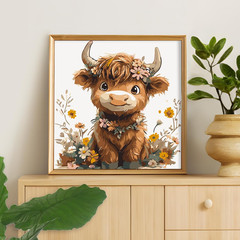 Framed Paint by Numbers Kit for Adults Beginner – Cute Highland Cow Paint by Num