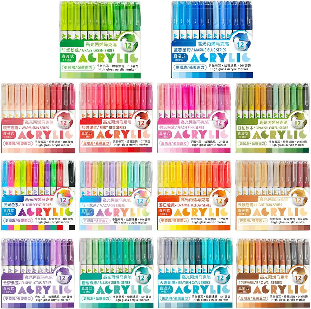 168 Colors Acrylic Gel Pens, 3D Acrylic Paint Pen with 1.0Mm Bullet Tip, Gel Pen