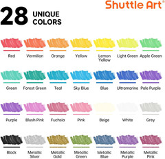 28 Colors Dual Tip Acrylic Paint Markers, Brush Tip and Fine Tip Acrylic Paint P