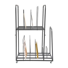 2 Tier Art Canvas Storage Rack with 4 Wheels Display Stand for Painting Board