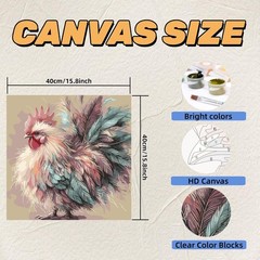 Colorful Rooster Paint by Numbers Kit for Adults Beginner,Cock Oil PB109-1