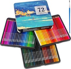 72 Pcs Professional Watercolour Pencils, Vibrant Colors, Water Blending Effects