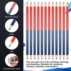36pc Red and Blue Checking Pencils Erasable Double Ended Pre-Sharpened 2 HB