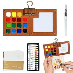 Mini Watercolor Paint Travel Set 12 Color 15 Grid Portable Pocket Kit