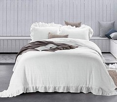 100% Stone Washed French Linen Duvet Cover Set 3 Pieces – Super King White