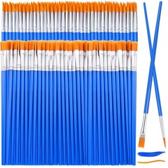 126 Pcs Small Paint Brushes Bulk Flat Round Kid Craft Acrylic Oil Watercolor Fac