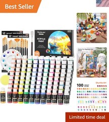 Ultimate 100-Color Acrylic Paint Kit with Brushes, Palette & Sponge – Non-Toxic