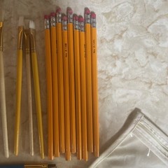 Artist Supplies Paint Brushes No. 2 Pencils Ruler Zippered Pouch