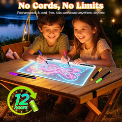 Led Drawing Board for Kids Rechargeable, 10 Color Modes, Gift Idea, White | Dood