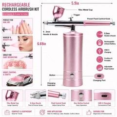 Cordless Rechargeable Airbrush Kit for Nails, Makeup, Cake & Painting