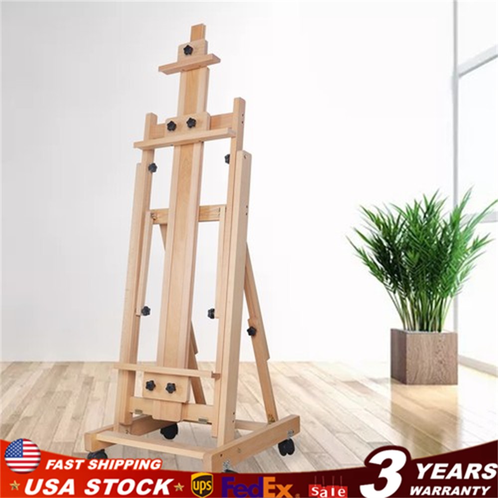 86.61″ Wood Studio Artist Easel Painting Art Easel Standing H-Frame Adjustable..