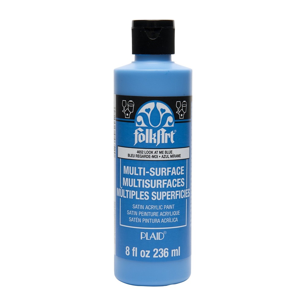 Folkart Multi Surface Acrylic Paint 8 Oz Look At Me Blue Satin Finish
