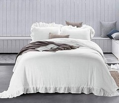 100% Stone Washed French Linen Duvet Cover Set 3 Pieces – Super King White