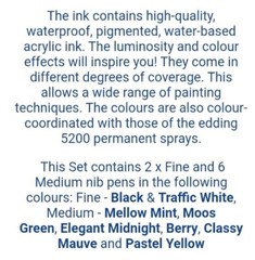 Edding Permanent Acrylic Paint Marker Start Set 2 x Fine, 6 x Medium U.S. Seller