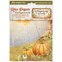 Stamperia Whispering Woods – 8Pc A6 Rice Paper Backgrounds, DFSAK6045