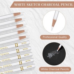 Charcoal Pencils Drawing Set 100 PCS Bulk Sketching Shading Blending White