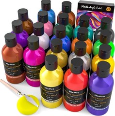 Large 250ml Metallic Acrylic Paint Set, 20 Vibrant Colors, Fade-Resistant