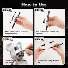 Silver Chrome Paint Markers, 3 Pack Liquid Mirror Chrome Paint Pens, 0.7mm Ex…