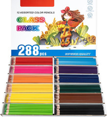 Bulk Colored Pencils, Class Pack for Classroom, 12 Assorted Colors, Pre-Sharpene