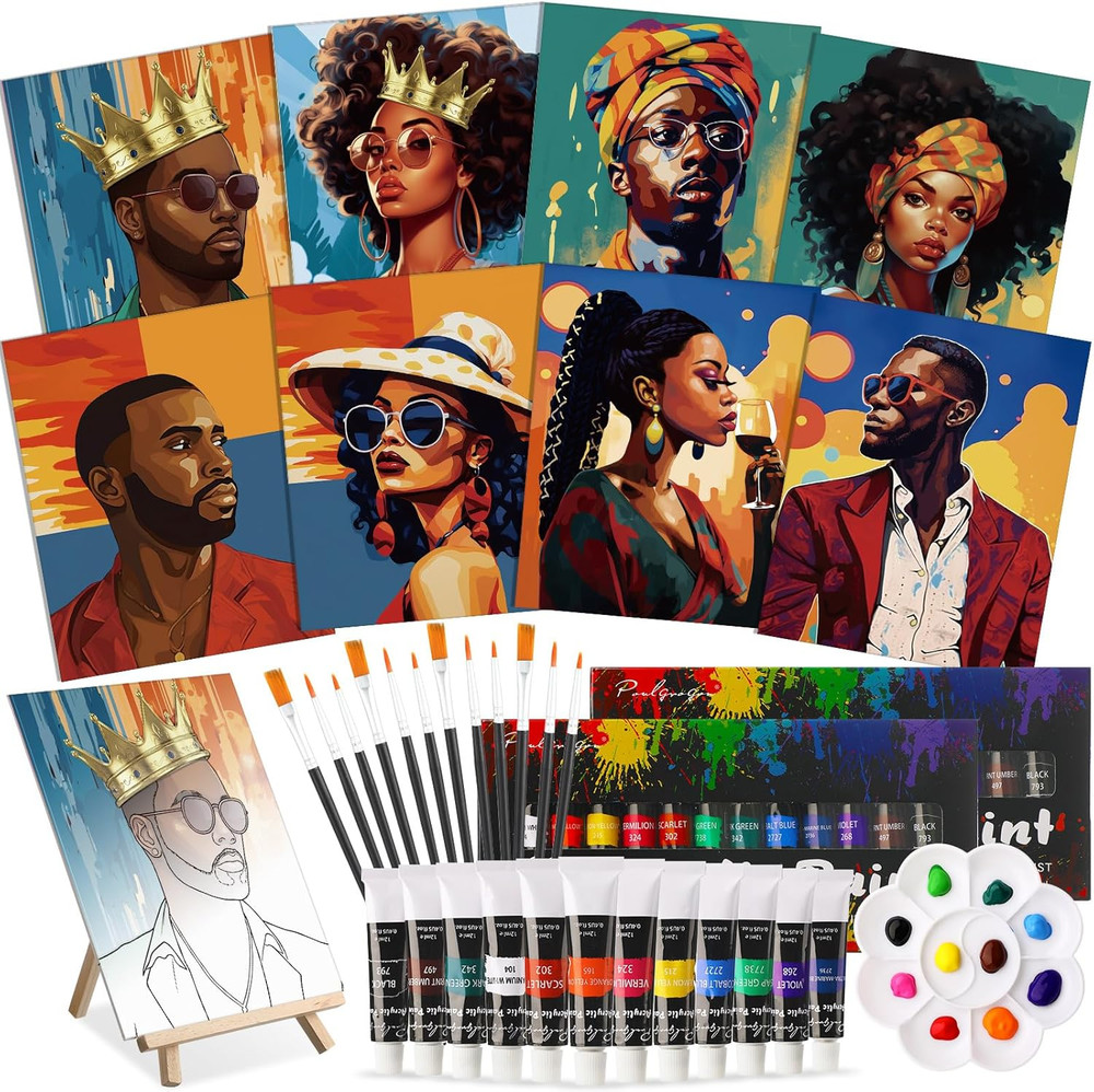 36 Pcs Paint and Sip Kit for Adults 8”X10” Pre Drawn Canvas for Painting DIY A