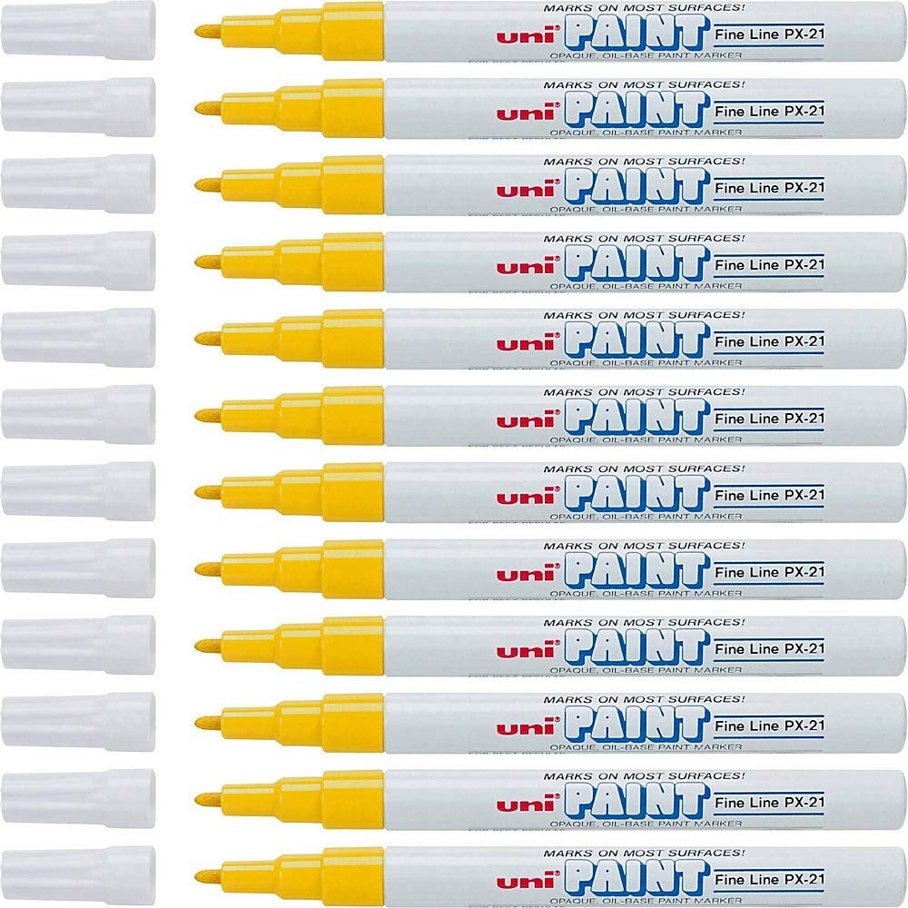 Uni-Paint 63705 PX-21 Oil-Based Paint Marker, Fine Point, Yellow 12-Count