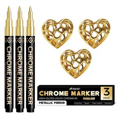 3Pcs Chrome Paint Markers, Gold Color Permanent Mirror Liquid Chrome Pens for…