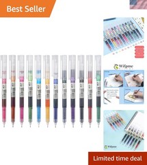 Professional 12 Color Gel Pens Set – 0.5mm Fine Point with Fast Drying Ink
