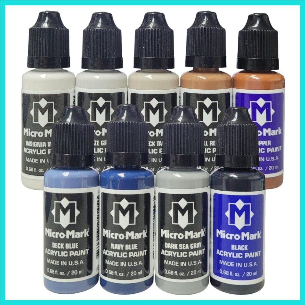 Naval Acrylic Paint Set – 9-Piece Multi-Color Set, 0.68 fl. oz Bottles, , Tex…