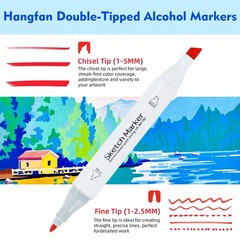 80 Color Alcohol Base Markers Double Pointed Chisel Fine Permanent Painting