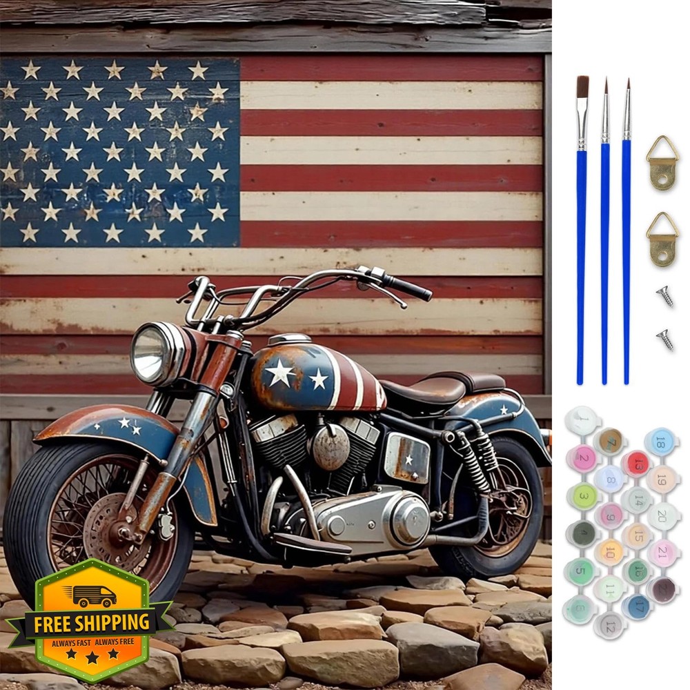 CEOVR Paint by Numbers Kit Adults American Flag FD028-red