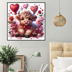 HHMATITS Valentine’s Day Diamond Art Painting Kits for 14x14in(35x35cm), cow