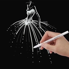 3Pcs 0.8mm White Ink Marker Pen Fine Tip Writing Drawing Sketching Painting Tool