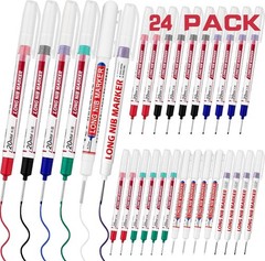 24 PCS Long Nib Marker,20mm Long Head Deep Hole Marker Pens, Longs Nose Markers,