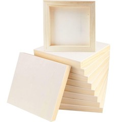 10 Pack 6 x 6 inch Wood Panel Boards, Unfinished Wood Canvas Panels for Craft…