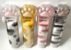 4pcs MEOW Cat Paw Erasers Retractable Slider Pencil Rubbers Animal Print Design