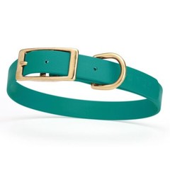 Dog Pet Collar with Brass Hardware Size M W 3/4” L 15” – 18” Blue Aqua