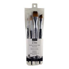 Synthetic Kolinsky Watercolor Paint Brush Set – 4 Piece, Aqua Elite Series, Fine