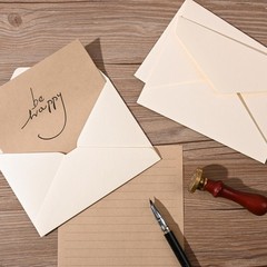 48 Pieces Stationery Set with Envelopes (24 Kraft Paper Sheets + 12 Linen Tex…