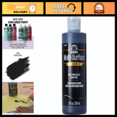 Multi-Surface Acrylic Paint 8 oz – Pure Black, Versatile for Crafts & DIY Projec