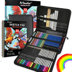 72 Pack Drawing Sketching Set with 8X11 Sketchbook | Pro Art Supplies Kit for Ar