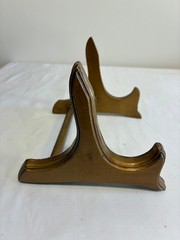 Vintage Gold Painted Wood Plate Stand Easel Display Holder