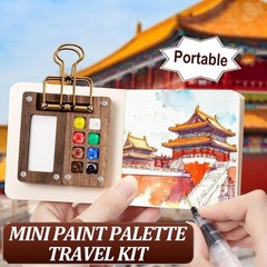 Mini Watercolor Paint Set Pocket Travel Water Color Set with 12 Color Sketchbook