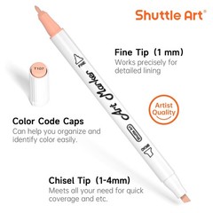 30 Colors Skin Tone&Hair Art Markers, Dual Tip Alcohol Based Flesh Color Mark…