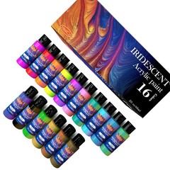 Iridescent Acrylic Paint Set of 16 Chameleon Colors 60ml 2 OZ Bottles, High V…
